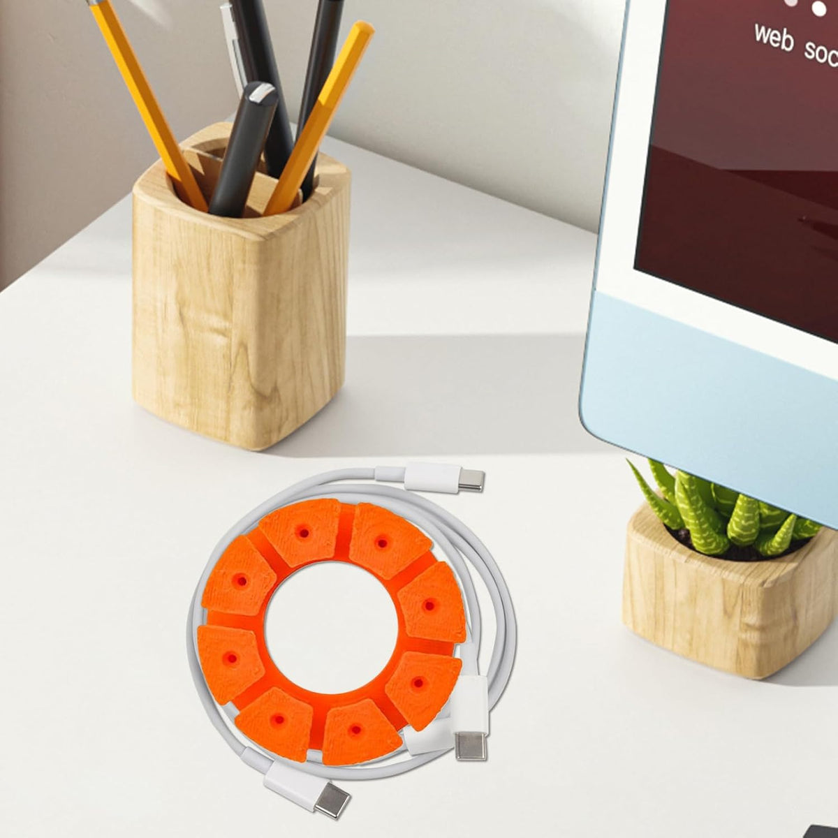 Generic Multi-Layer Cable Winder with Ties - Wire Organizer, Cord Management Holder | Neat Storage Solution for Desk