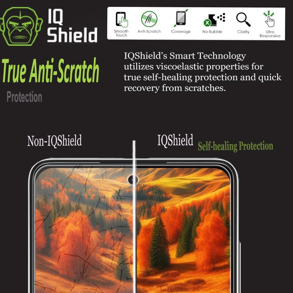 IQShield Screen Protector for Samsung Galaxy A52 5G, 2-Pack Anti-Bubble Clear TPU Film