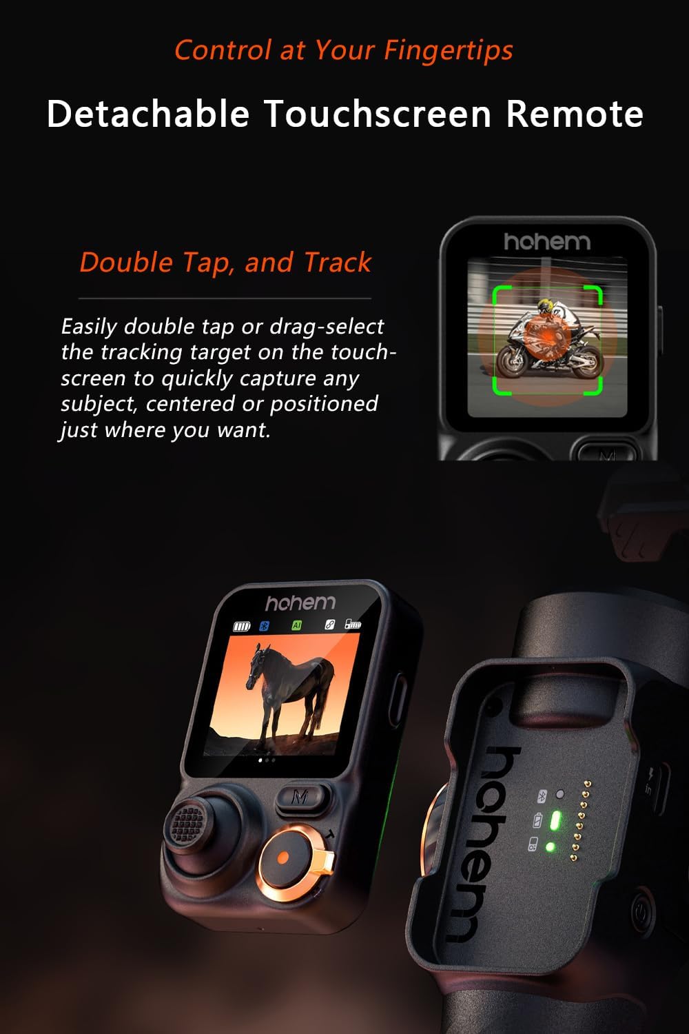 Hohem iSteady M7 Gimbal Stabilizer for Smartphone, Magnetic AI Tracker Fill Light, Detachable Touchscreen Remote Controller, Built-in Extension Rod, 500g Payload Gimbal Stabilizer for iPhone Android