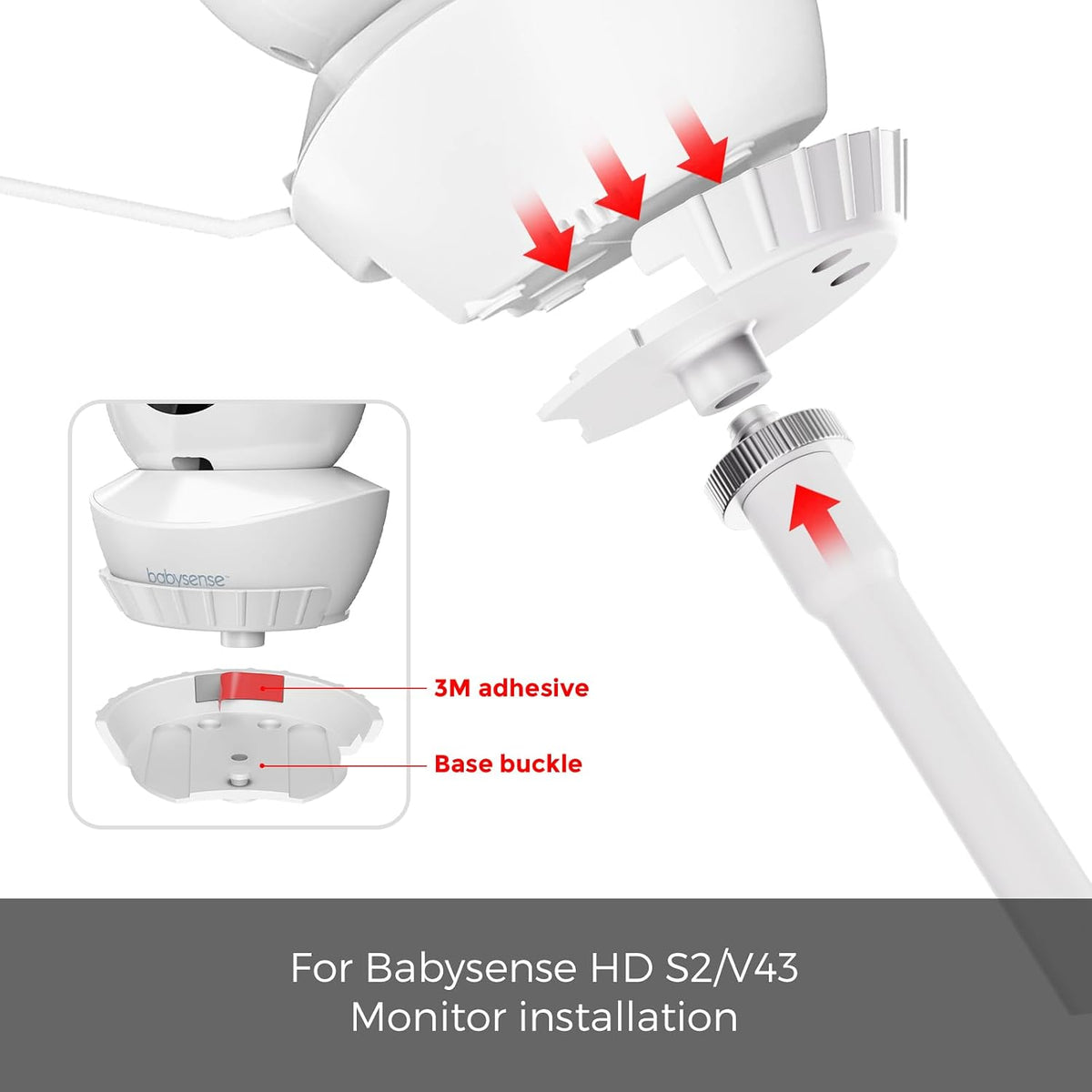 honecumi S2/V43 360 Baby Monitor Mount Compatible with Babysense HD Baby Camera, Flexible Gooseneck Crib Clamp Mount