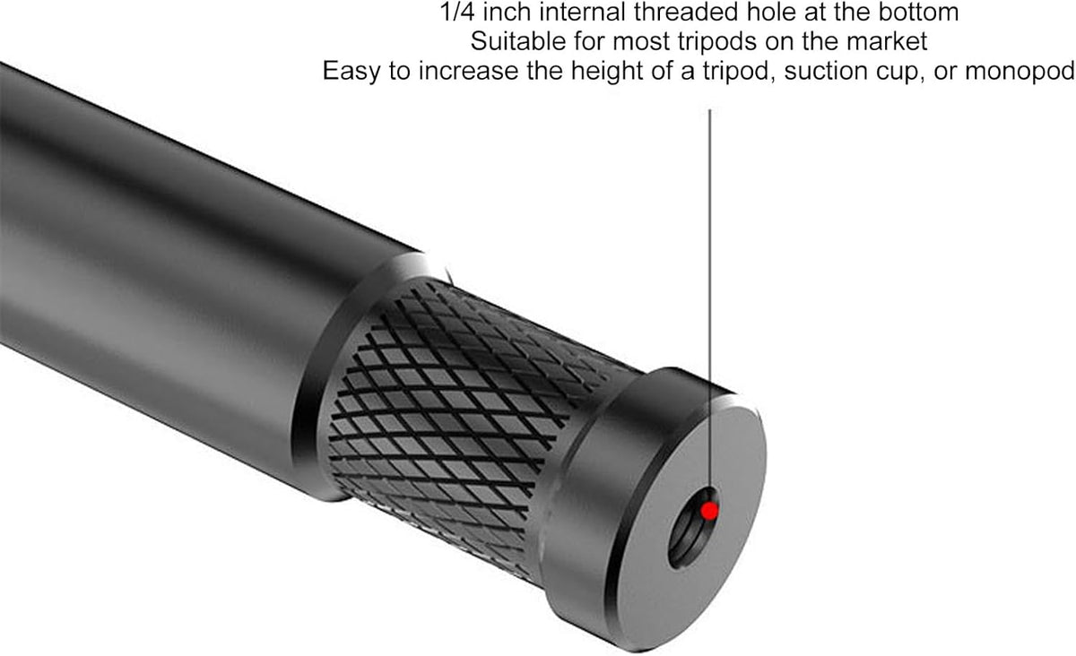 Akozon 1/4 Inch Selfie Stick Extension Pole Aluminum Alloy Tripod Mount Monopod Extension Rod with Thread for SLR