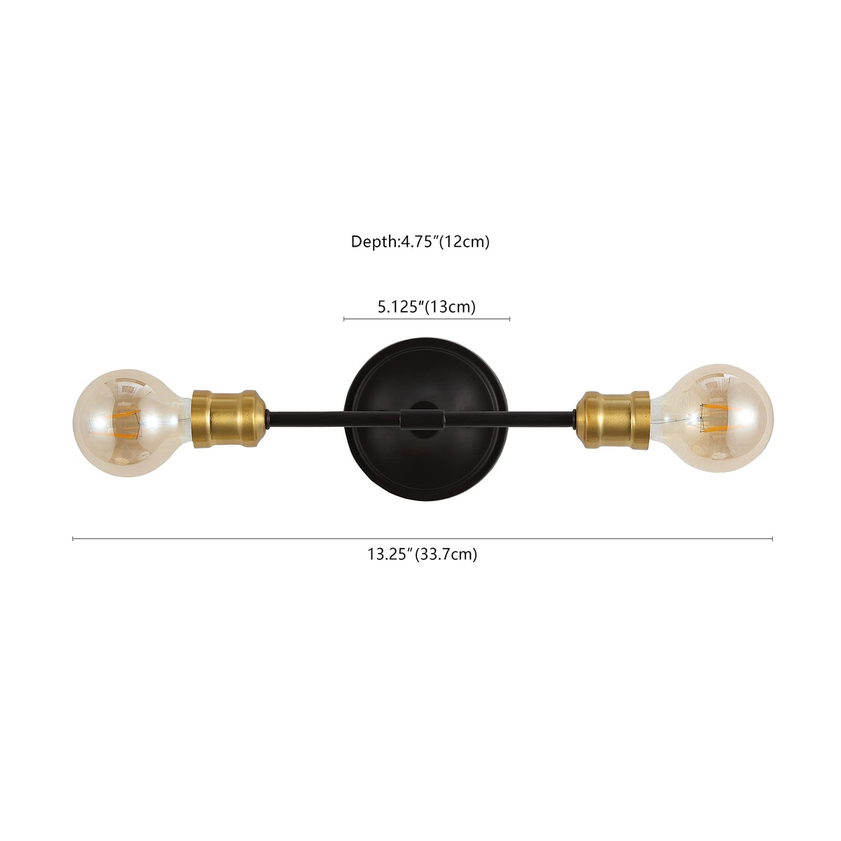 JONATHAN Y 13.25" Oil Rubbed Bronze/Brass Gold 2-Light Iron Vanity Light, Industrial Farmhouse Wall Sconce for Bathroom Mirror, Rustic Metal Fixture