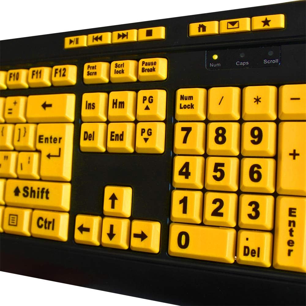 EasyTouch 132 Multimedia Desktop Keyboard, Black - Adesso AKB-132UY, Florescent Yellow