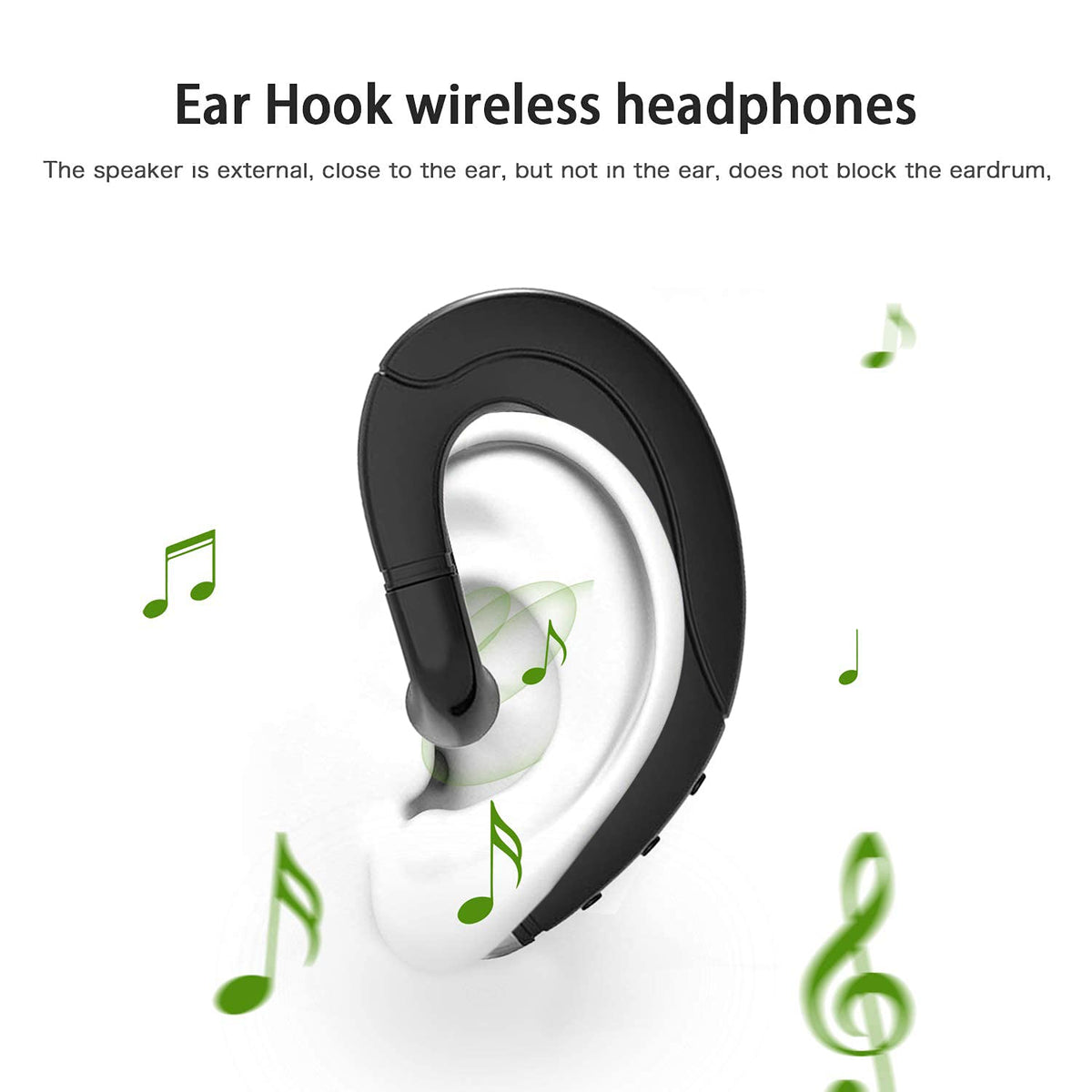 Ear Hook Bluetooth Headphone V5.0 with Mic, Painless Single Ear Wireless Headset 5 Hrs Playtime for Android Phones/iPhone X/8/7/6, Lightweight Non