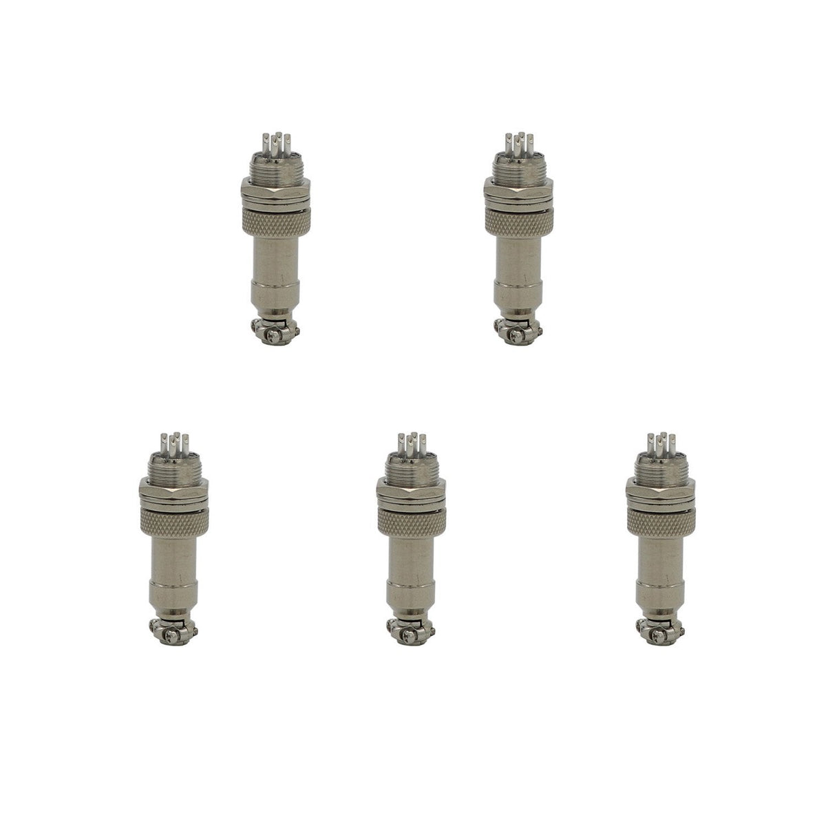 Aviation Connector Plug, 5 Pcs GX12 4 Pin Thread Female Socket and Male Socket Panel Metal Aviation Wire Connector
