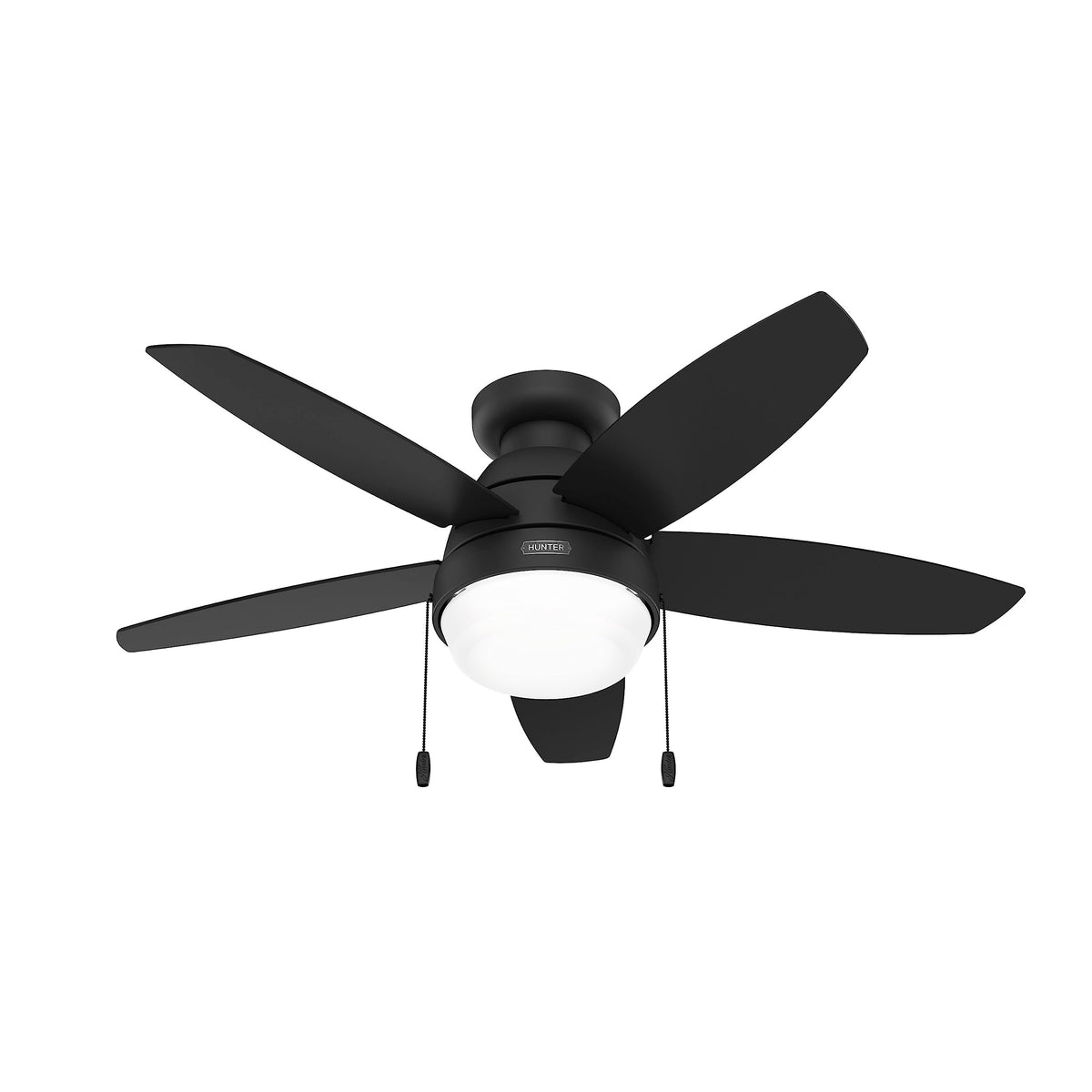 Hunter 44 inch Indoor Ceiling Fan with LED Light - Black Ceiling Fan with Pull Chain, For Bedroom, Living Room, or Kitchen, Low