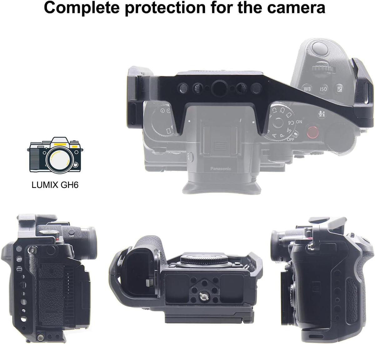 GH6 Cage for Panasonic Lumix GH6 Camera, Full Cage with Non Slip Silicone Mat