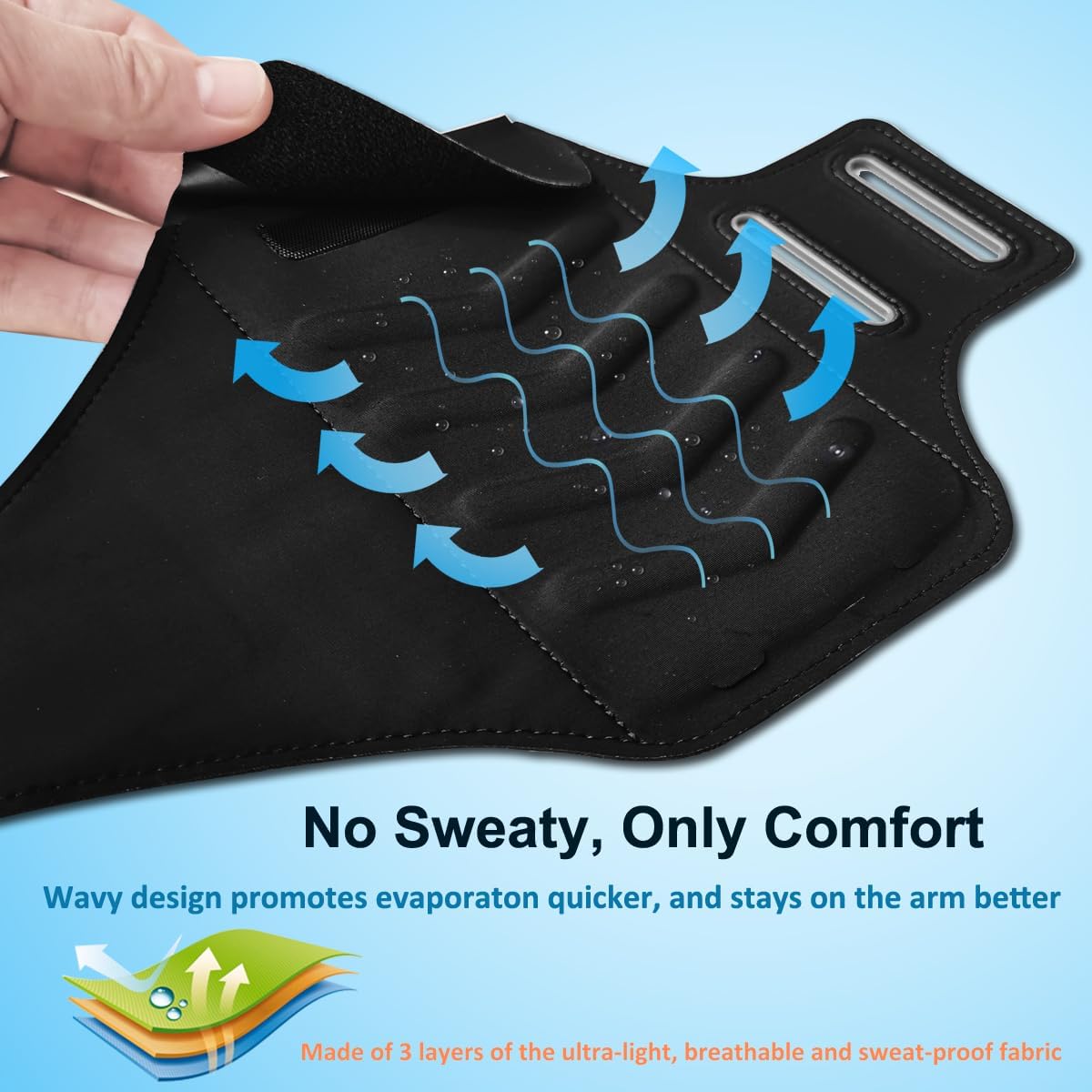 Phone Holder for Running-Arm Band for Running for iPhone & Samsung Galaxy, Cell Phone Armband Holder for Walking, Gym, Workout, Men, Women, w/Adjustable Strap & Zipper Pocket (Black-M)