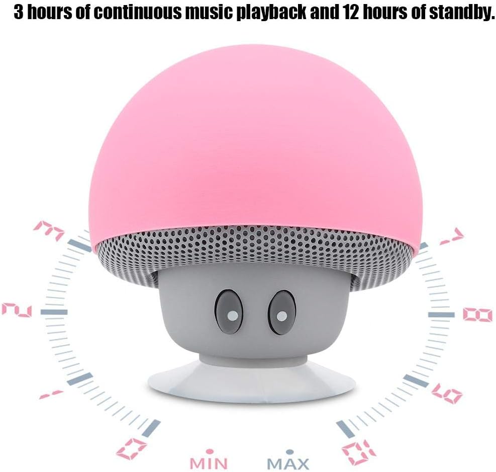 Mini Bluetooth Mushroom Speaker, 5V 3W Wireless Audio Speaker with Suction Cup, Mushroom Design