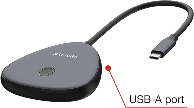 Verbatim Share My Screen Video Extender 4K USB-C Wireless HDMI Transmitter and Receiver Display Adapter with USB Hub and Card Reader