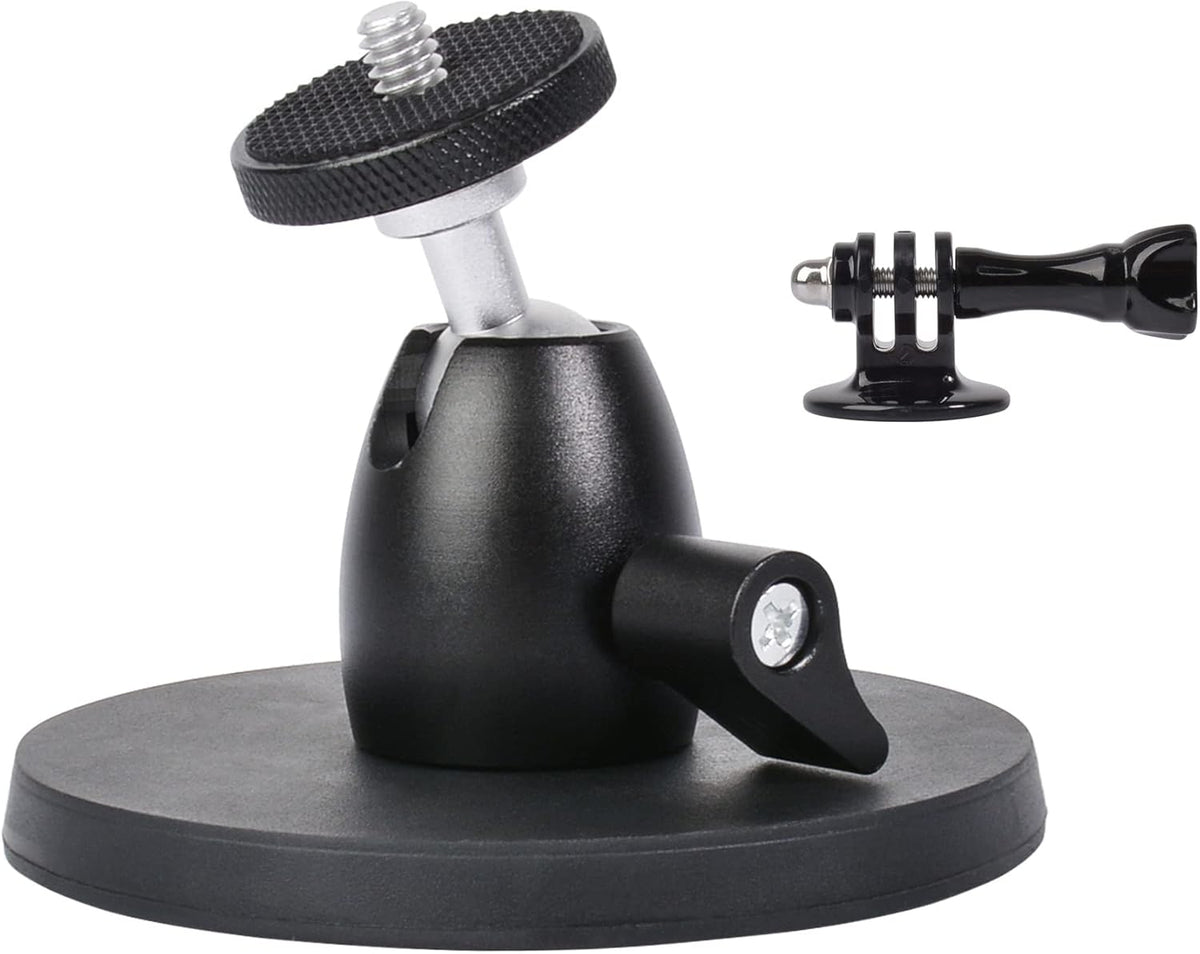 Magnetic Camera Mount Base with Mini Ball Head & GoPro Adapter for Action Cameras, DSLRs, and More