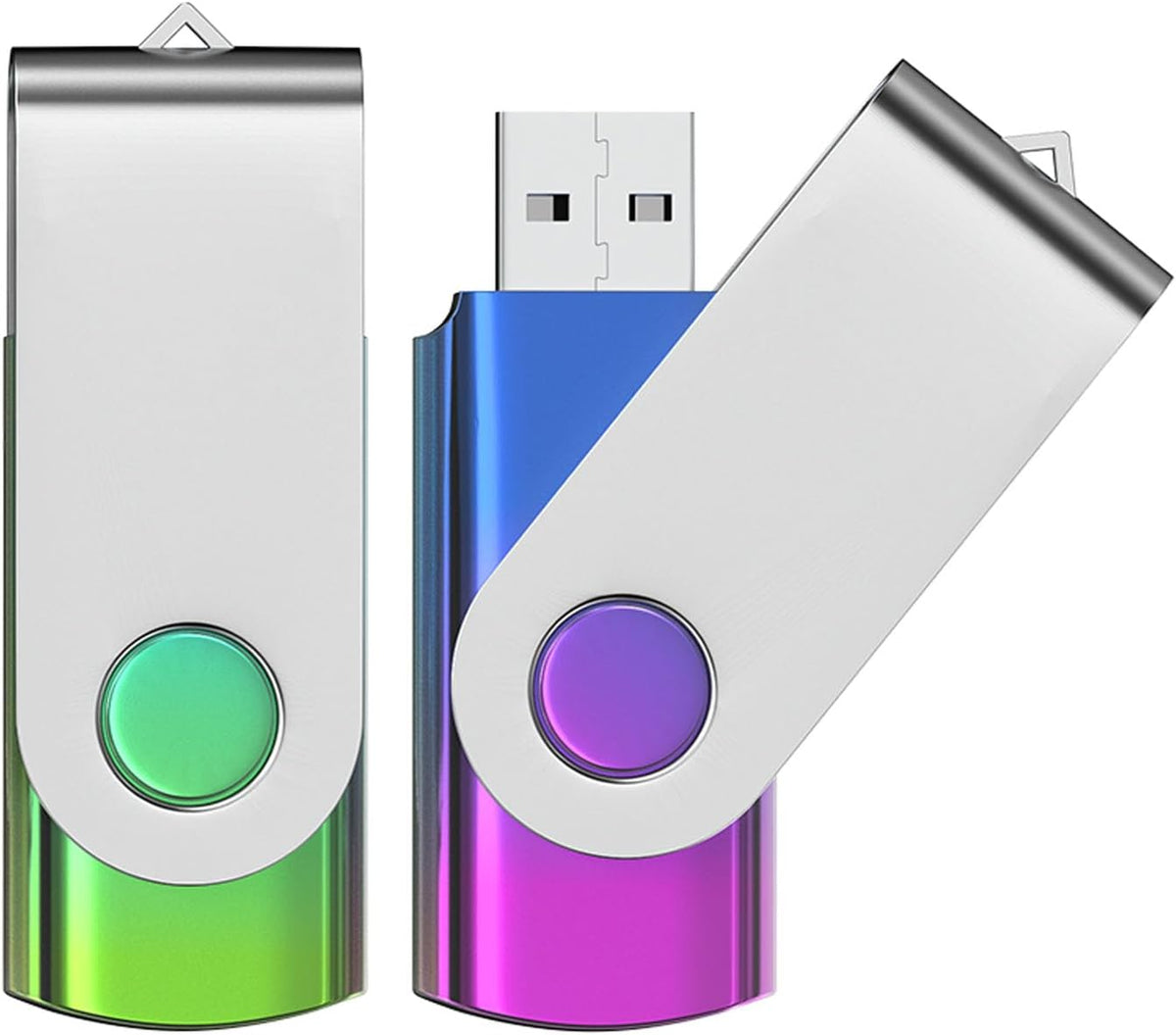 ABLAZE 1GB Flash Drive 2 Pack, USB 2.0 Thumb Drives with Lanyards Swivel USB Memory Stick 1GB（Green and Purple