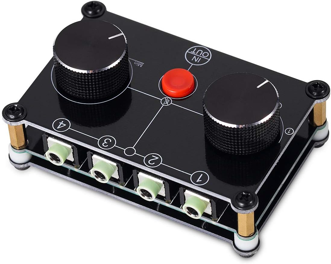 Little Bear MC104 Mini Audio Switcher, 4-Way 3.5mm AUX Stereo Selector, Switch Box Splitter for