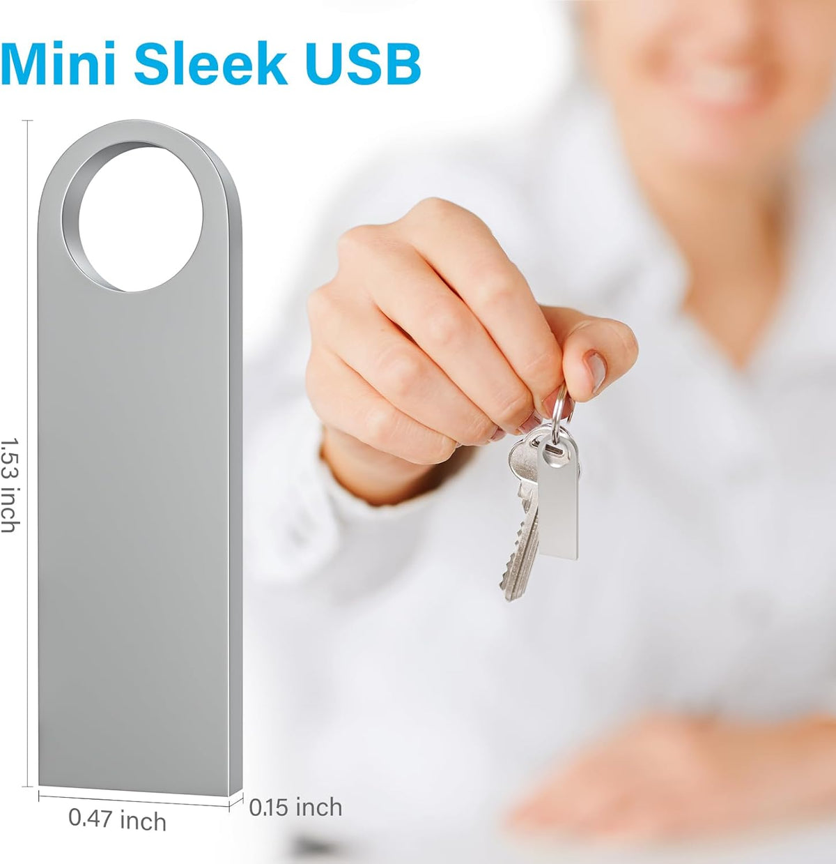 ABLAZE Custom Flash Drive 128MB 10 Pack, Personalized USB with Your Logo Metal Thumb Drives USB 2.0 Memory Stick Pendrive (Sliver)