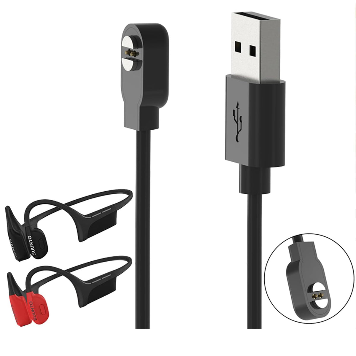MOTONG Compatible with Suunto Sonic USB C Charging Dock Cable, Replacement Charger for Suunto Wing (Black)