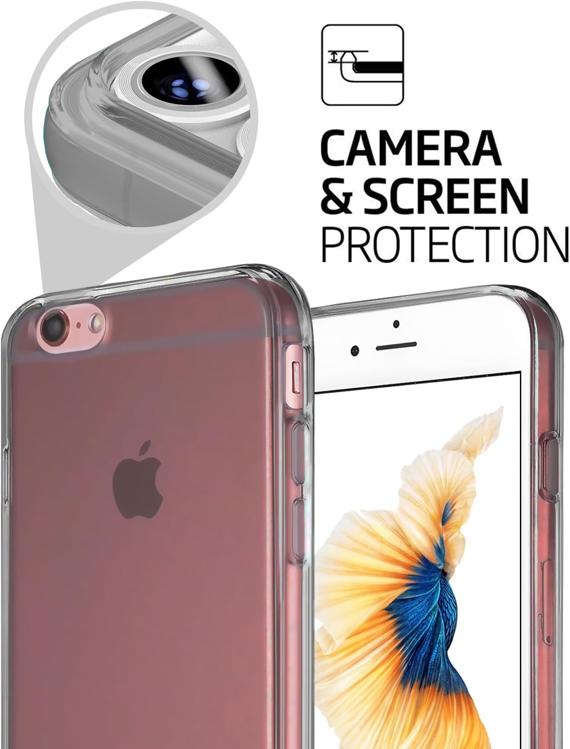 TENOC Phone Case for iPhone 6 & iPhone 6s, Gray Clear Shockproof Protective Bumper Slim Cover for 4.7 Inch