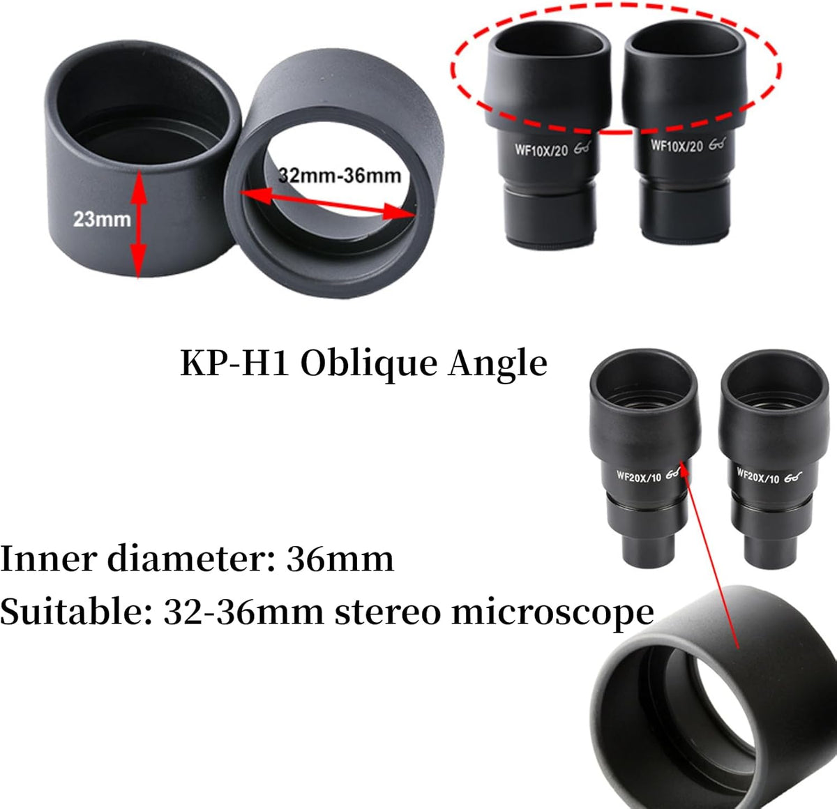 AUNMAS 2PCS Eyepiece Cover, Soft Rubber Binocular Eye Cups Replacement Guard for 32 36mm Stereo Microscope