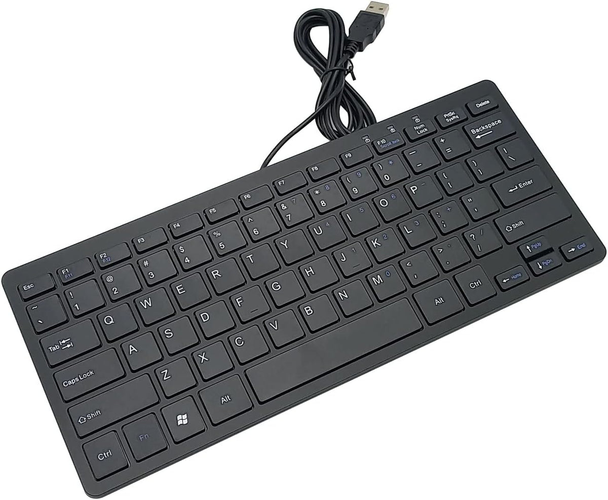 Mini Wired Keyboard (English), Ultra Thin Portable 78 Keys USB Multimedia for Desktop, Laptop, Windows