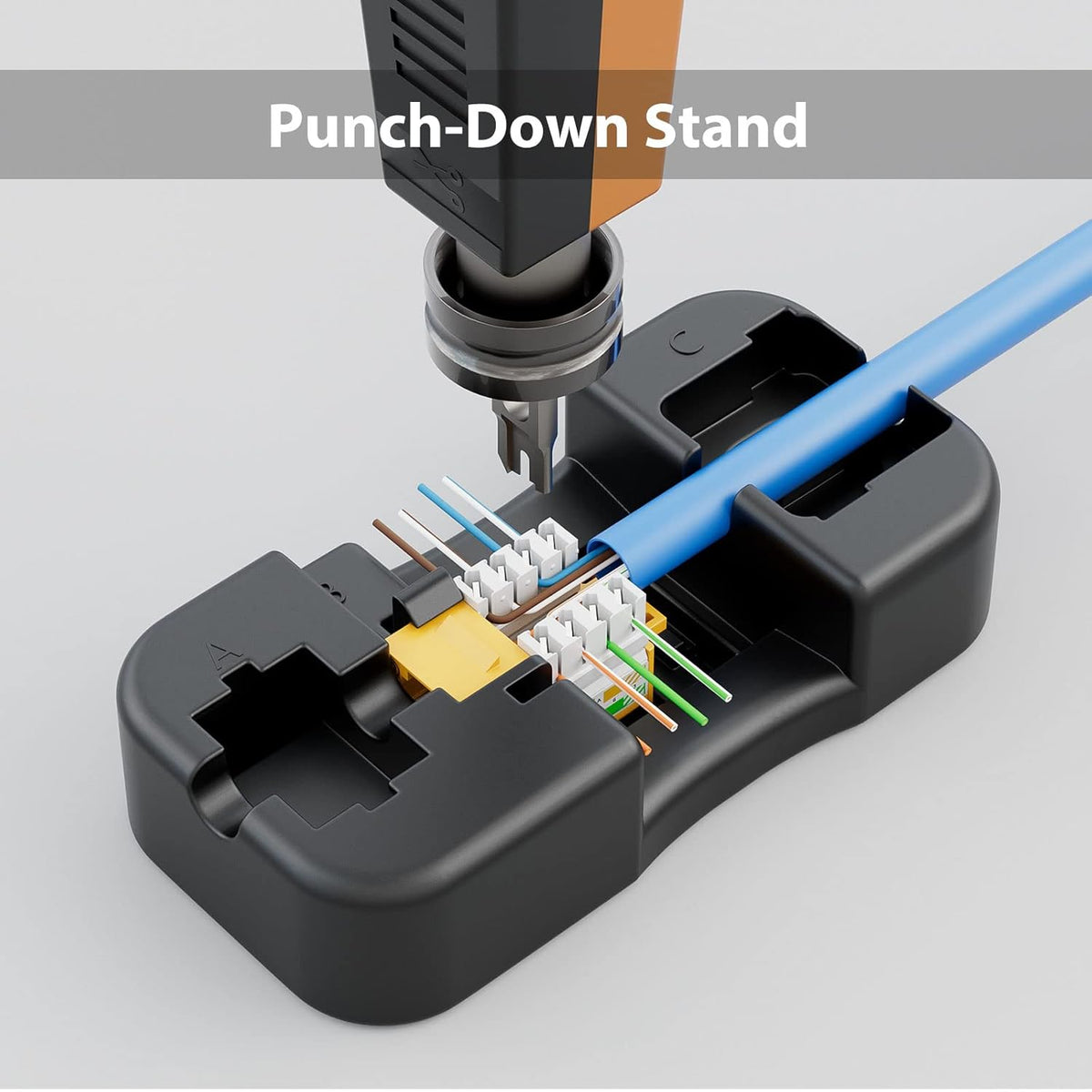Iwillink 10Gbps Cat6 Keystone Jack, RJ45 25-Pack and Punch-Down Stand, UTP Modular Ethernet Insert 90-Degree, Punch Down Adapter, Yellow