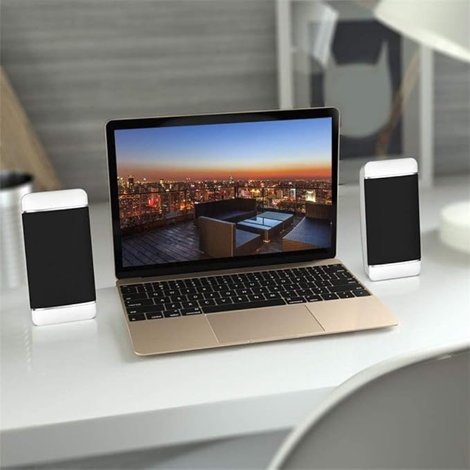 Computer Speakers Mini Speaker with USB Powered 3.5 mm AUX-in Portable Speaker for Computer Laptop Notebook Desktop (Color : White)