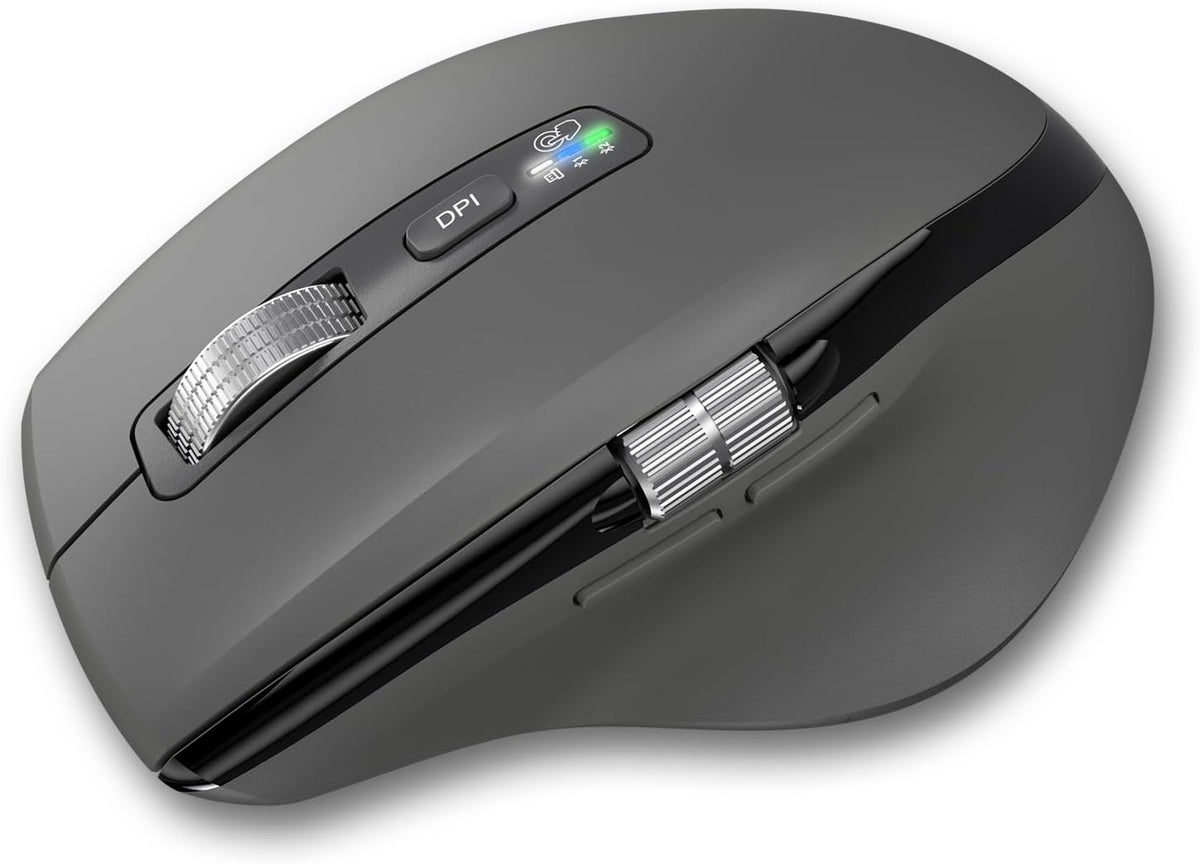 INFINMIND 4-Level Wireless Side Scroll Mouse with Multi-Device, Ergonomic Computer Mice with Smart Flying Scroll, Quiet