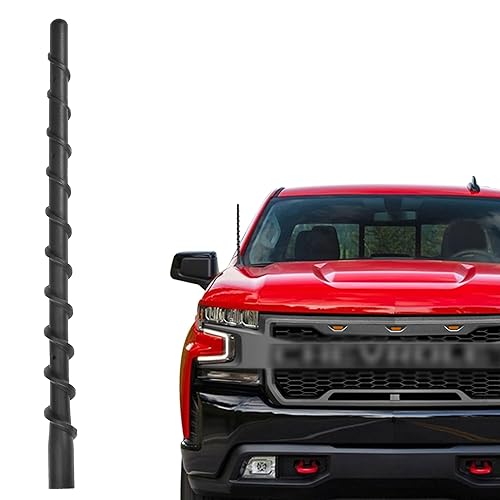 Car Wash Proof Antenna for Chevy Silverado and GMC Sierra Accessories (2009-2025) | 9 inch Spiral Direct Short Replacement Antenna (M7 Thread)