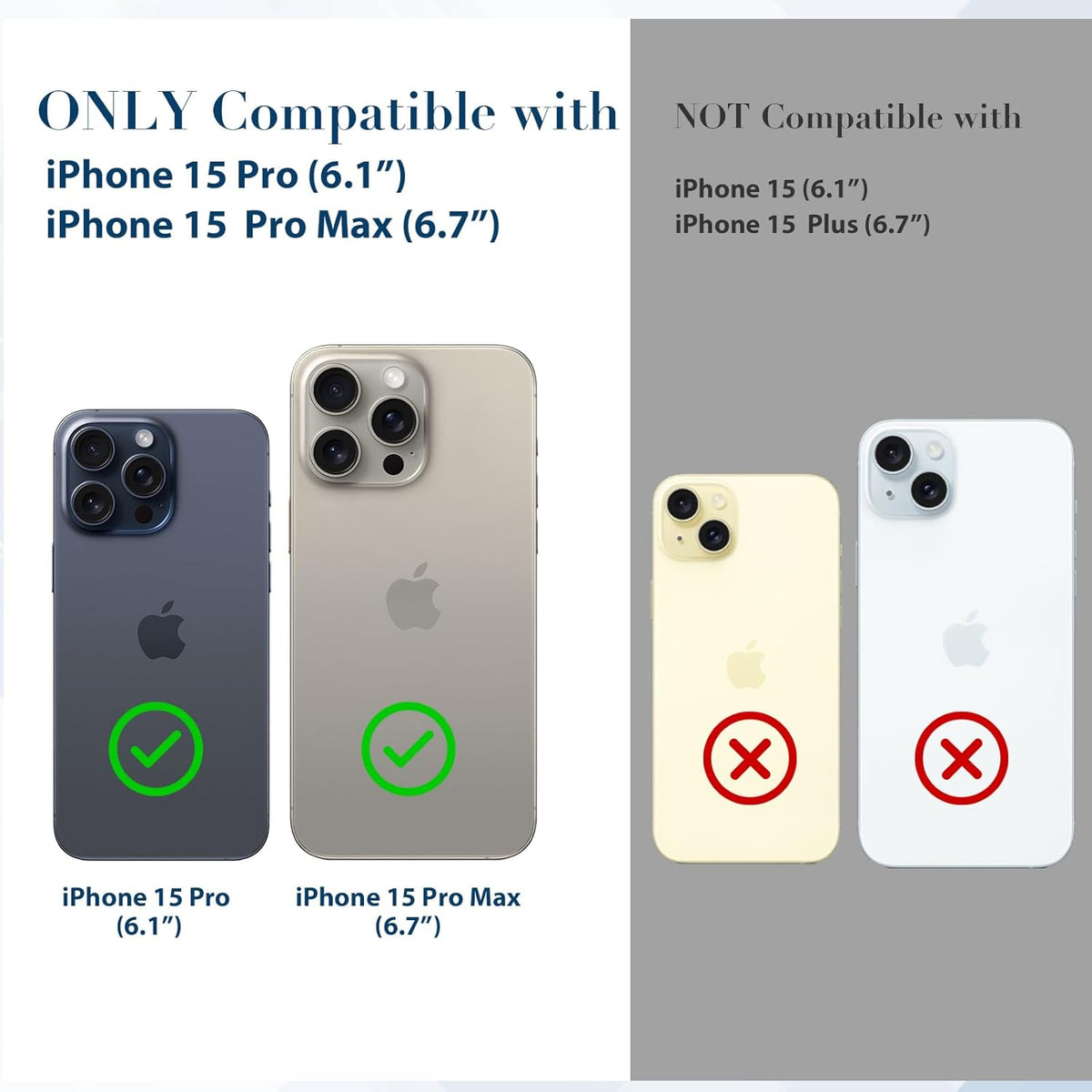 Goton Camera Lens Protector for iPhone 15 Pro Max & 15 Pro - Bling Glitter Diamond Metal, Tempered Glass, Silver.
