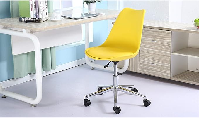 Mlaea Apartment Dining Chair Classroom Dormitory Hotel Chair with Rolling Wheels Backrest Computer Racing Gaming Chair 48 * 43 * 86-96CM(Color:#5)