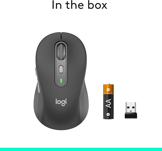 Logitech Signature Plus M750 Wireless Mouse – for Small to Medium Hands SmartWheel Bluetooth Multi Device 24-Month Battery Silent Clicks Customizable Side Buttons Contoured Shape - Graphite