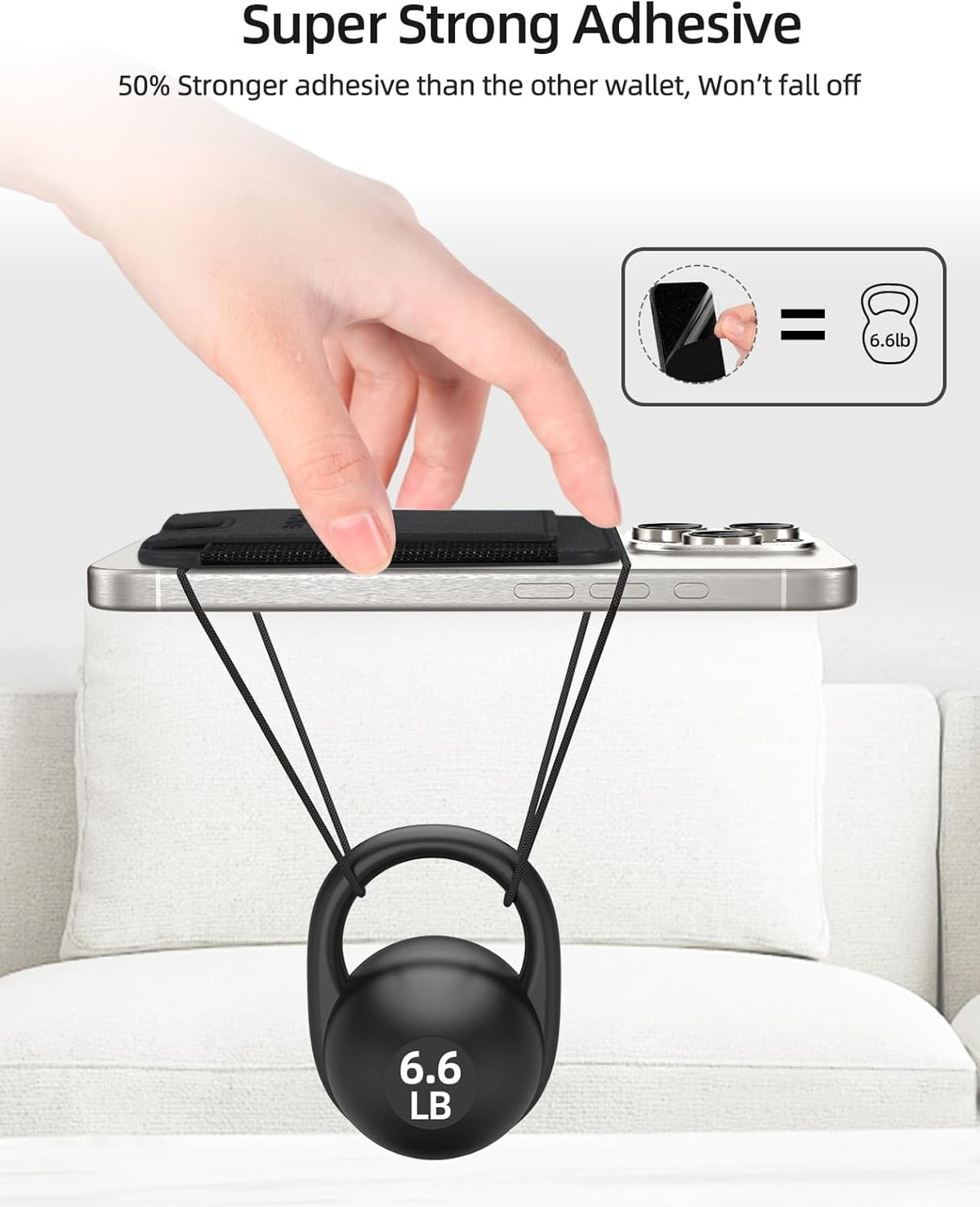 Phone Card Holder, Premium Leather Stick-On Wallet, Strong Adhesive Pocket for iPhone, Samsung & Most Smartphones, Fit