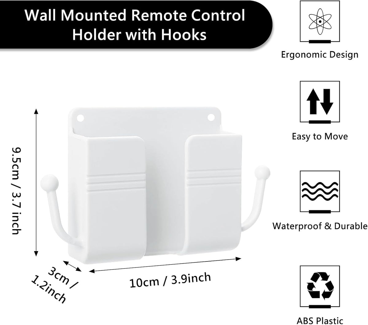 5 Pcs Wall Mount Phone Holder, Wall Mounted Shower Phone Stand with Hooks, Self-Adhesive Universal Media Organizer