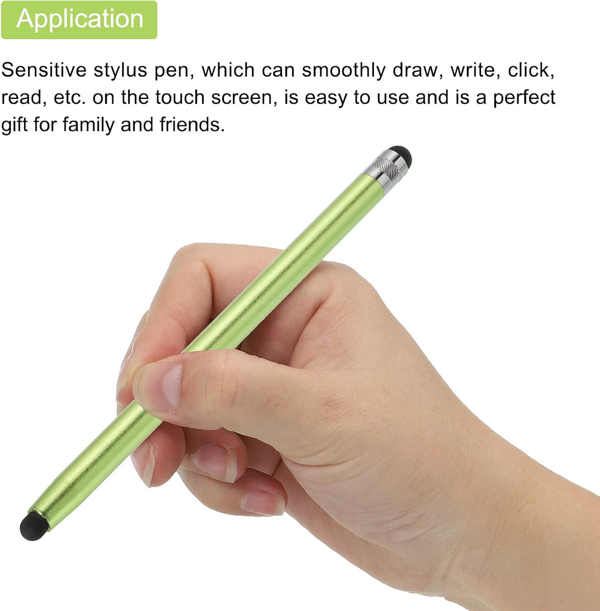MECCANIXITY 3pcs Stylus Pens for Touch Screens, Dual Rubber Tips Capacitive Stylus Universal Tablet Pen (Green)