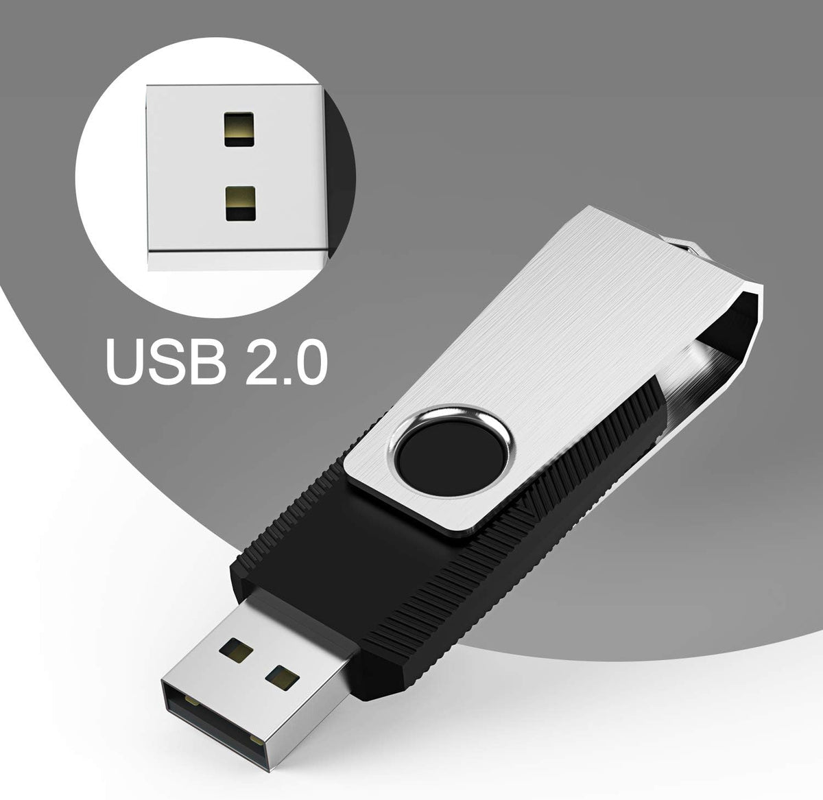 KEXIN 10 Pack USB Flash Drive - 64GB Thumb Drive with Swivel, Black (64GB, 10 Pack)