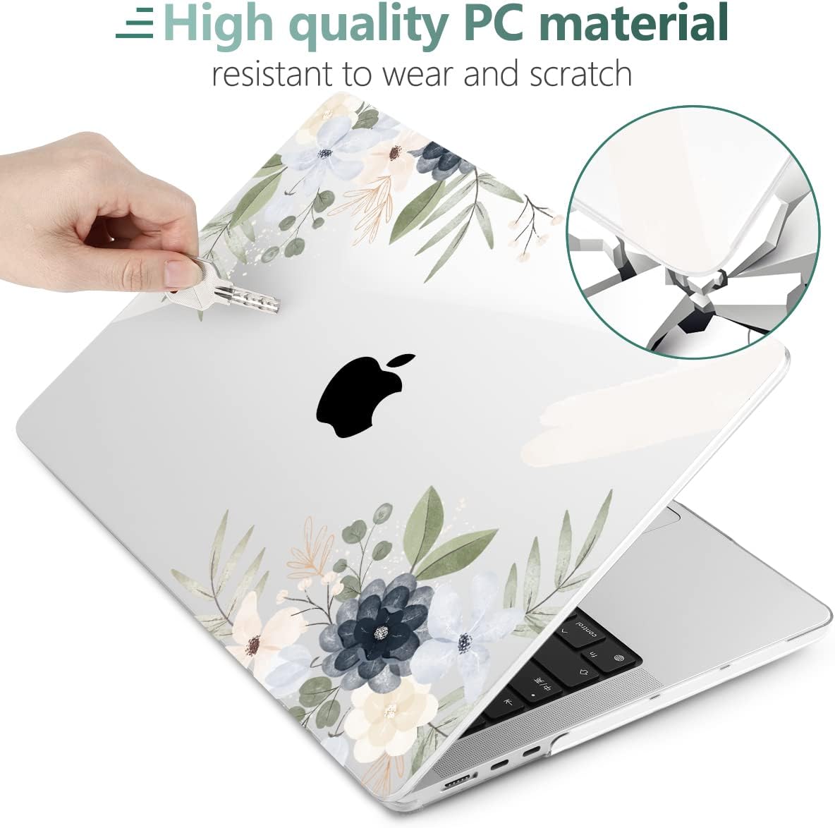 MEEgoodo Case for MacBook Air M4/M3/M2 13.6 inch 2025 2024 2022, Fit Model A3240 A3113 A2681, Compatible with MacBook Air 13 inch, Laptop Hard Shell Case with Keyboard Cover, Vintage Floral