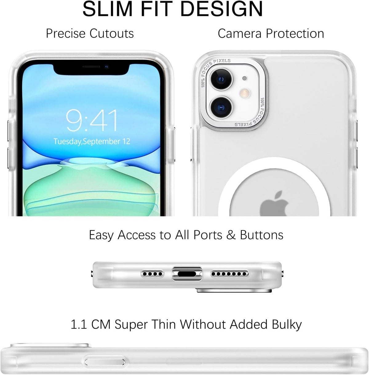 BENTOBEN iPhone 11 Case - Slim, Shockproof, Anti-Fingerprint, Translucent Matte, MagSafe Compatible, 6.1’’ White Cover.