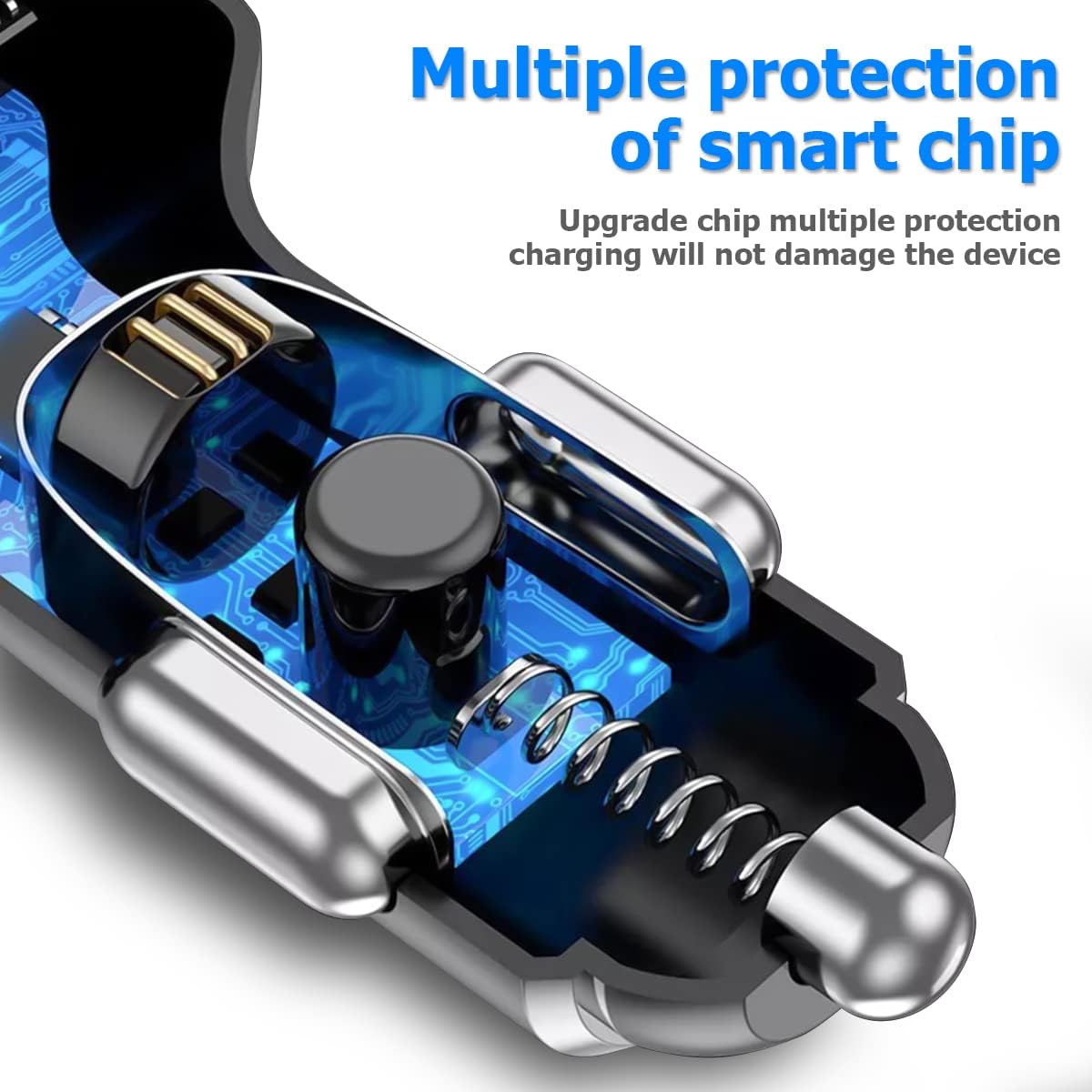2Pack 60W USB Car Charger, Fast Charging Cigarette Lighter Adapter with 2 Ports, Type C Mini Car Charger for iPhone