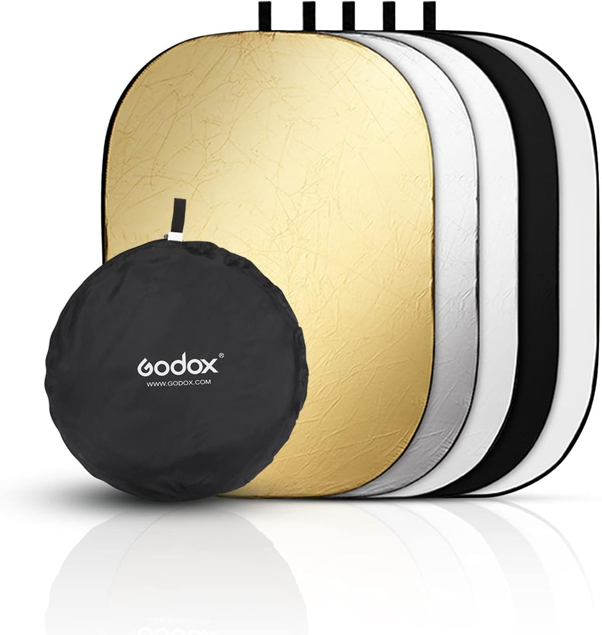 GODOX 24x36/60x90cm 5-in-1 Collapsible Photography Light Reflector, Oval Multi Disc Diffuser with Carrying Bag - Gold