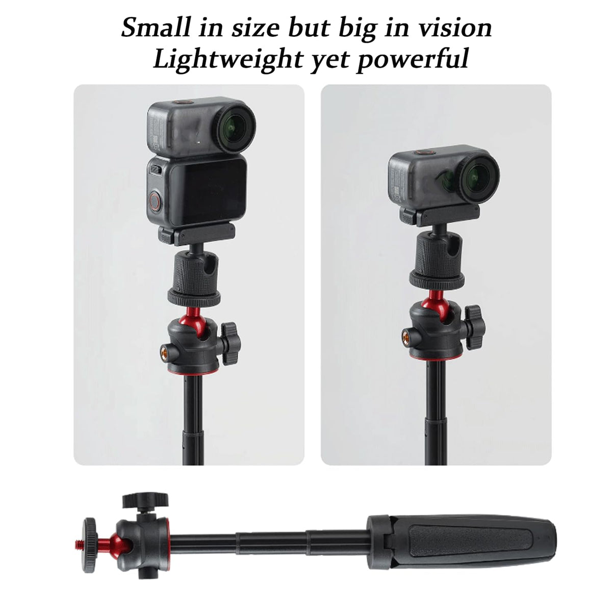Mini Desktop Tripod for Camera Compact 1/4 Screw Handheld Selfie Stick & Extendable Desktop Vlogging Stand Compatible with DJI OSMO Pocket Insta 360
