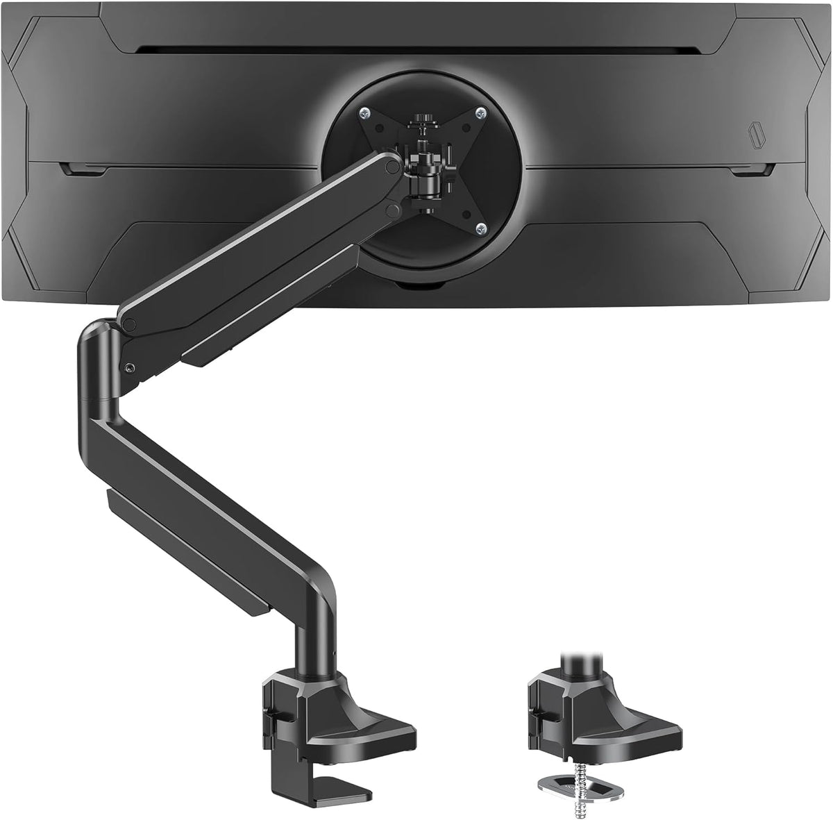 MOUNT PRO Heavy Duty Monitor Mount for Max 49 inches Ultrawide Screens, Single Monitor Arm Desk Mount Holds 6.6 to 33lbs, Fully Adjustable Computer Stand with C-Clamp, VESA 75x75 or 100x100mm