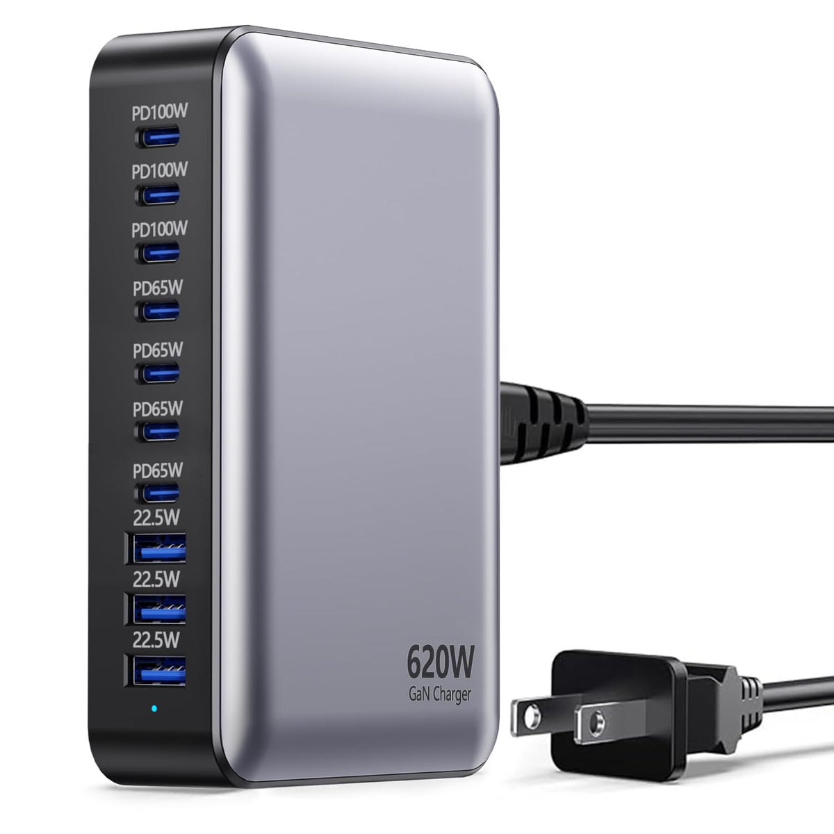 USB C Charger, 620W GaN Charging Station Hub Brick, 10 Port Fast Charger Block, USB C Power Adapter Plug for Samsung/iPhone/Google, PD100W+65W Laptop