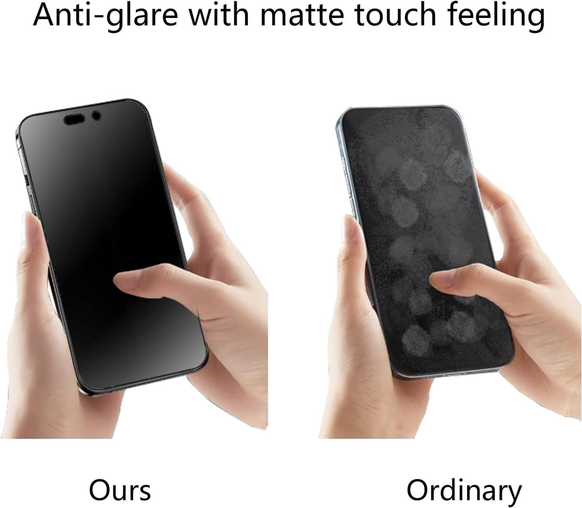 2 Pack 360 Degree Anti-glare Privacy Tempered Glass for iPhone 15, Anti-Spy Matte Screen Protector Film, 6.1 inch