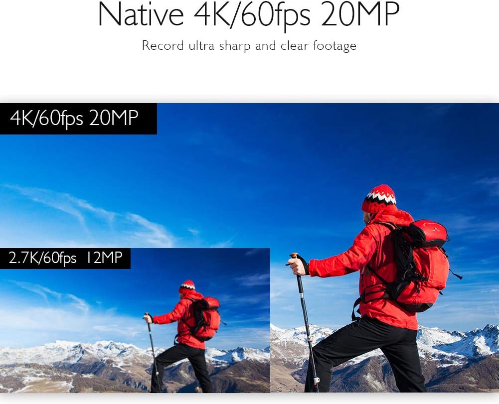 AKASO V50 Elite 4K60fps Touch Screen WiFi Action Camera Voice Control EIS 131 feet Waterproof Camera 8X Zoom Remote Control (with 64GB MicroSD Card)