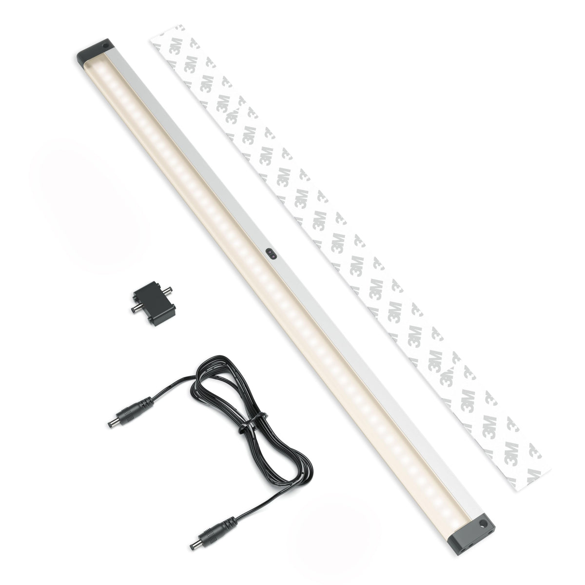 EShine Extra Long 20 inch LED Dimmable Under Cabinet Lighting Strip with Hand Wave Motion Sensor, Black, with Accessories (No Power Supply Included)