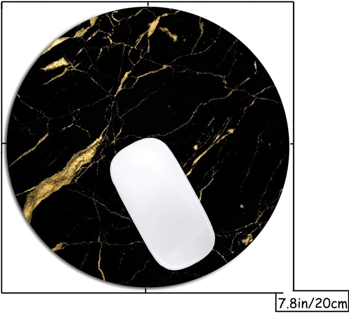 Black and Gold Marble Mouse Pad Round Non-Slip Rubber Mousepad Laptop Office Computer Decor Cute Desk Accessories Customized Design Mouse Pad