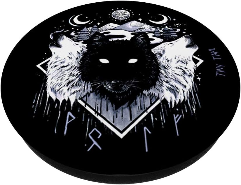PopSockets Swappable PopGrip, Wolves pack Fenris, Skoll and Hati Viking runes Valhalla