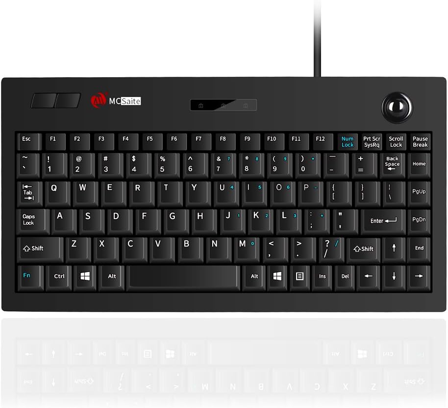 MCSaite Wired Trackball Keypad, Keyboard and Roll Mouse Combo for PC Laptop, US English Layout, Black