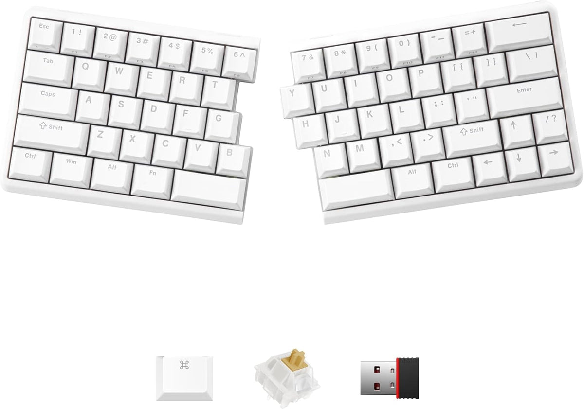 Lite: Wireless Ergonomic Split Mechanical Keyboard Hot Swappable, Compact 60% Layout, PBT Keycaps Programmable for Mac & Windows(Tactile,New Standard Version)