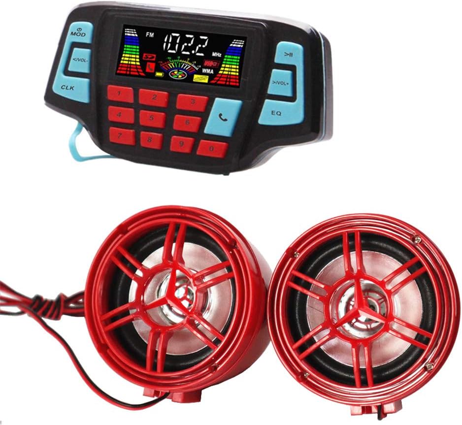 Motorcycle Audio Bluetooth Handfree System, FM Radio Stereo, Amplifier Speaker for UTV, ATV, USB Audio