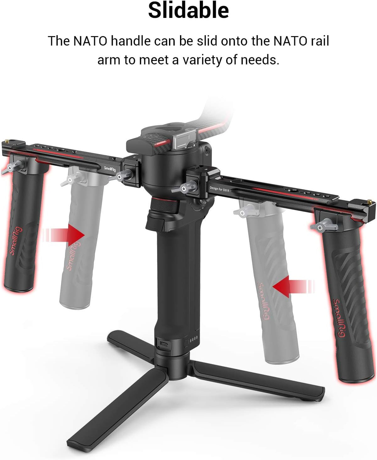 SMALLRIG Dual Handle Handgrip for DJI RS 4 /RS 4 Pro/RS 3 / RS 3 Pro/RS 2 / RSC 2 Gimbal, Gimbal Handle Grip with NATO Rails, Cold Shoe, 1/4"-20 & 3/8"-16 Threaded Holes