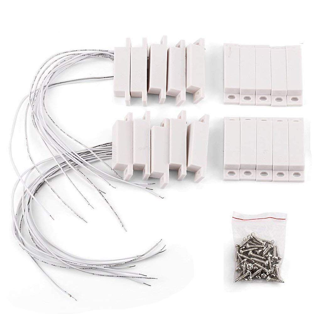 Gufastore 10pcs Surface Mount Alarm 10W 100V 0.5A in Max Magnetic Contact Ideal for Door Window Security with Lead Wire and 3M Adhesive Paper